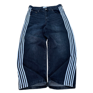 TRACK JEANS (NAVY/WHITE) heavencanwait.store