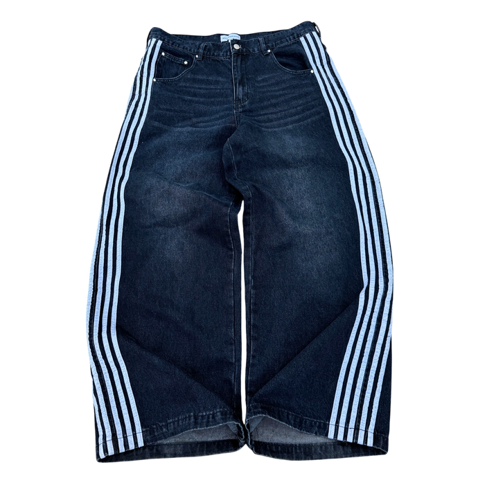 TRACK JEANS (NAVY/WHITE) heavencanwait.store
