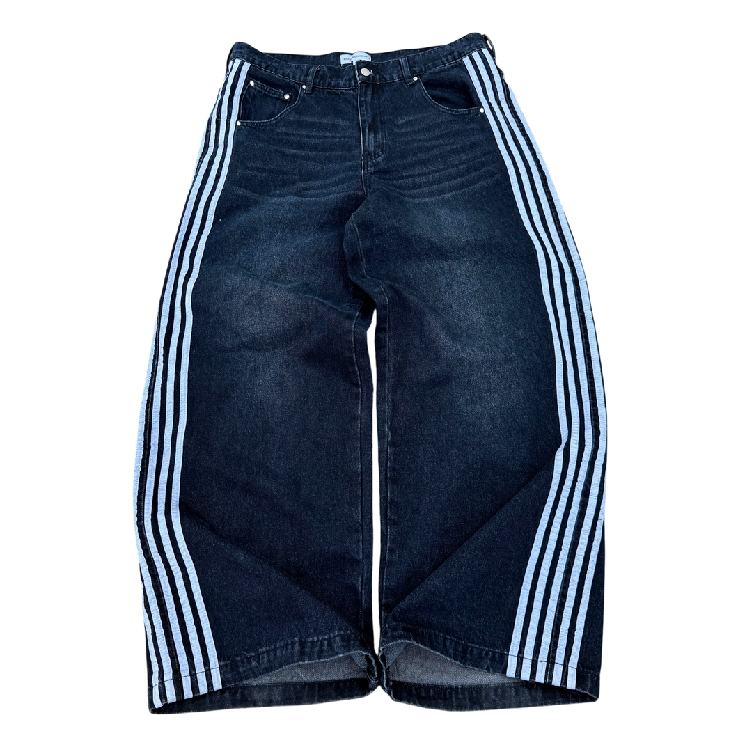 TRACK JEANS (NAVY/WHITE) heavencanwait.store