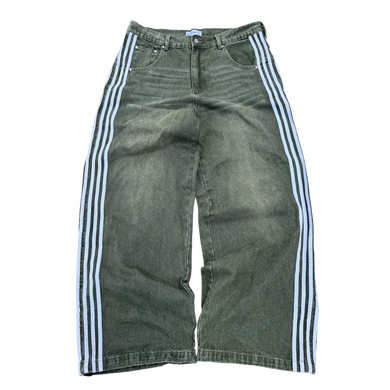 TRACK JEANS (GREEN/WHITE) heavencanwait.store
