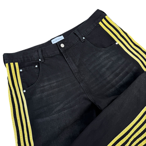 TRACK JEANS (BLACK/YELLOW) heavencanwait.store