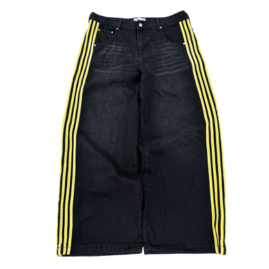 TRACK JEANS (BLACK/YELLOW) heavencanwait.store