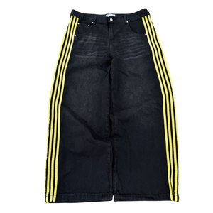 TRACK JEANS (BLACK/YELLOW) heavencanwait.store