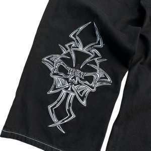 V2 SKULL JEANS (BLACK/WHITE) heavencanwait.store