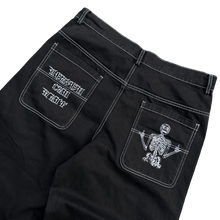 Load image into Gallery viewer, V2 SKULL JEANS (BLACK/WHITE) heavencanwait.store
