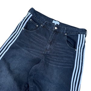 TRACK JEANS (NAVY/WHITE) heavencanwait.store
