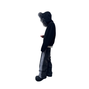 FUR ZIP HOODIE (BLACK) heavencanwait.store