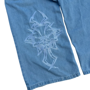 V2 SKULL JEANS (BLUE) heavencanwait.store