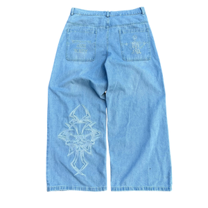 V2 SKULL JEANS (BLUE) heavencanwait.store