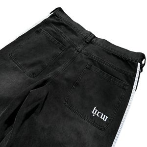 TRACK JEANS (BLACK/WHITE) heavencanwait.store