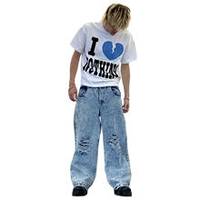 Load image into Gallery viewer, I <3 NOTHING TEE (WHITE/BLUE) heavencanwait.store