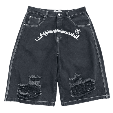 DESTROYED DENIM SHORTS heavencanwait.store