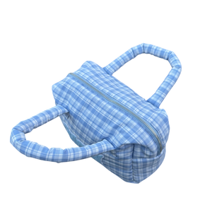 PUFFA HANDBAG (BLUE PLAID) heavencanwait.store