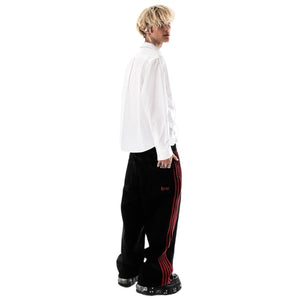 TRACK JEANS (BLACK/RED) heavencanwait.store
