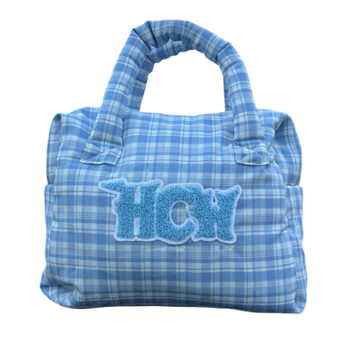 PUFFA HANDBAG (BLUE PLAID) heavencanwait.store