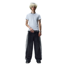 Load image into Gallery viewer, TRACK JEANS (BLACK/WHITE) heavencanwait.store