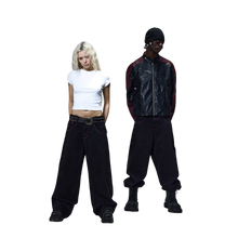 Load image into Gallery viewer, V2 SKULL JEANS (BLACK/RED) heavencanwait.store