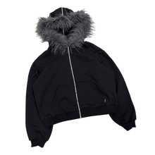 Load image into Gallery viewer, FUR ZIP HOODIE (BLACK) heavencanwait.store