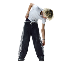 Load image into Gallery viewer, TRACK JEANS (BLACK/WHITE) heavencanwait.store