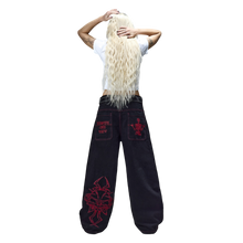 Load image into Gallery viewer, V2 SKULL JEANS (BLACK/RED) heavencanwait.store