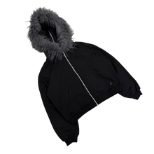 Load image into Gallery viewer, FUR ZIP HOODIE (BLACK) heavencanwait.store