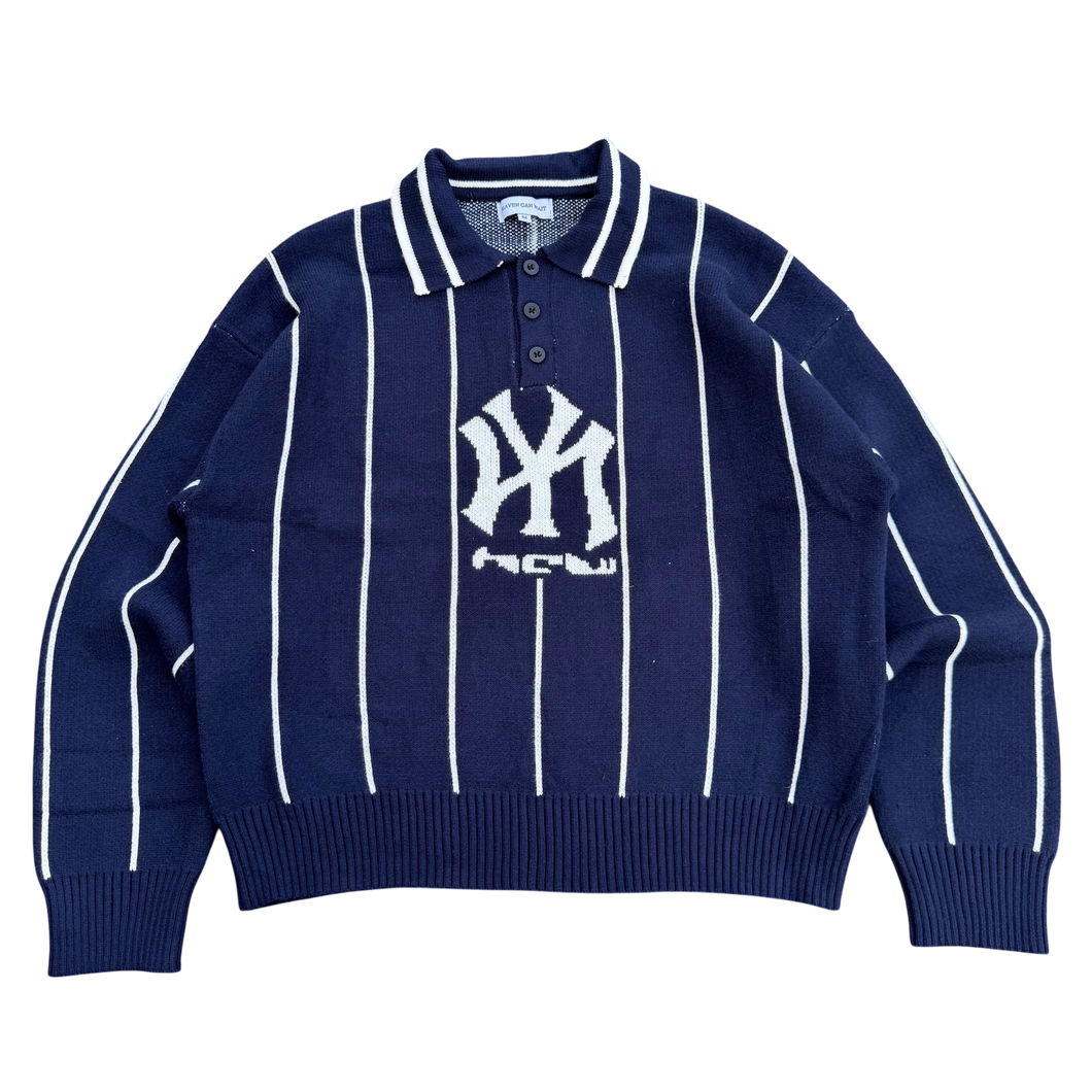 STRIPED KNIT POLO heavencanwait.store