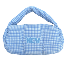 Load image into Gallery viewer, PUFFA DUFFLE BAG (BLUE PLAID) heavencanwait.store