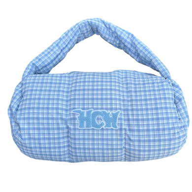 PUFFA DUFFLE BAG (BLUE PLAID) heavencanwait.store