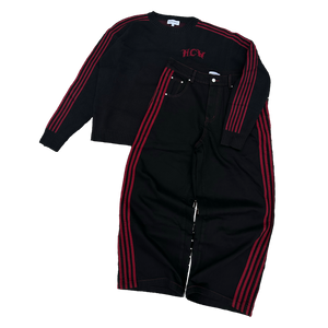 TRACK JEANS (BLACK/RED) heavencanwait.store