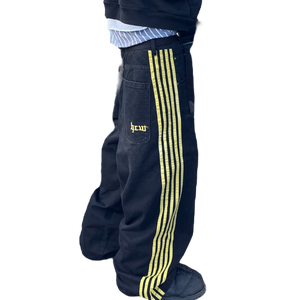 TRACK JEANS (BLACK/YELLOW) heavencanwait.store
